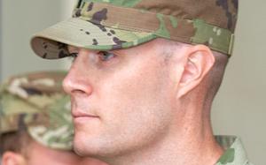 1st Lt. Mark Bashaw during a ceremony July 9, 2021, at the Aberdeen Proving Ground in Aberdeen, Maryland. MUST CREDIT: Graham Snodgrass/Army Public Health Center