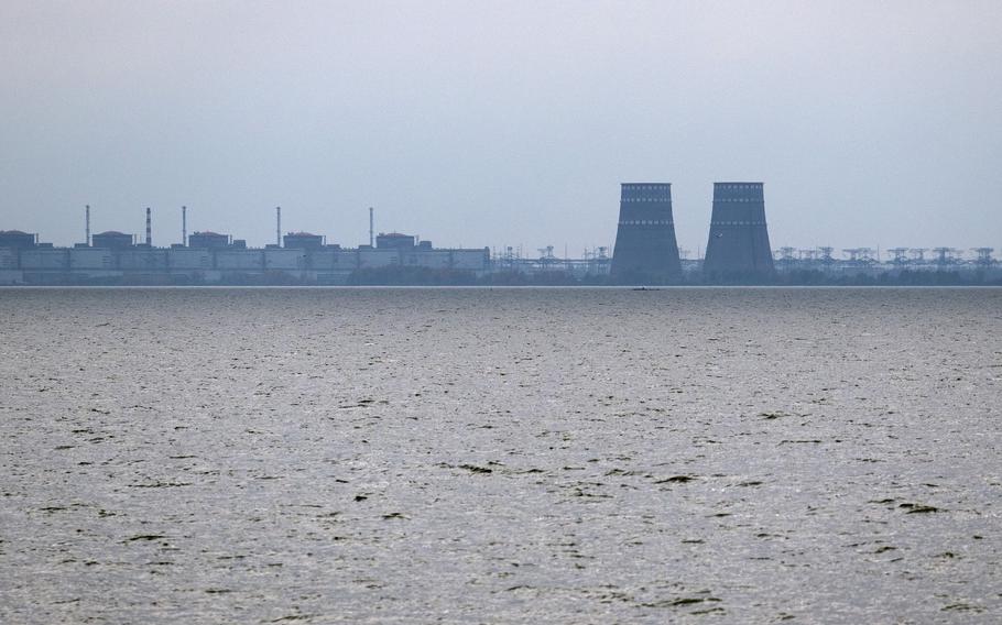 In this file photo, Zaporizhzhia Nuclear Power Plant, Europe’s largest nuclear power station and currently held by Russian occupying forces, is pictured on Oct. 29, 2022, from Prydniprovske in Dnipropetrovsk oblast, Ukraine.