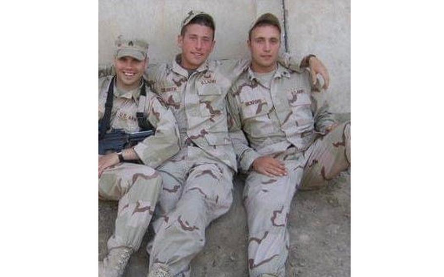 Travis Bickford (pictured far right) is an Iraq War veteran who heads program coordination and communications for the Veterans History Project. Bickford is shown with fellow service members in Baghdad in 2005.