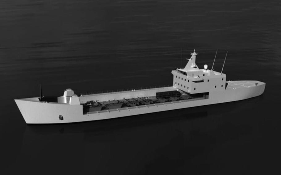 The Navy’s medium landing ship, or LSM, shown here in an artist’s rendering, is a key element of a U.S. Marine Corps plan to modernize the service. The 18-ship program may now exceed $6.2 billion in cost, according to a report by the Congressional Budget Office.
