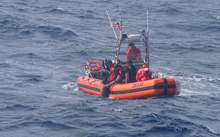The U.S. Coast Guard searches for survivors after the Nov. 19, 2022, capsizing of a boat of Cuban migrants near Little Torch Key. 