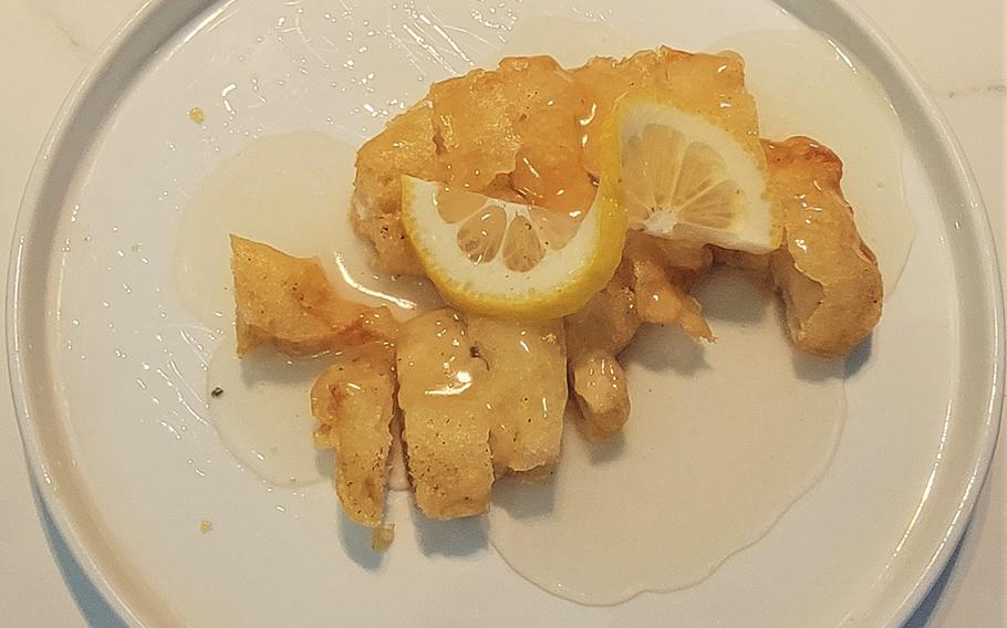 Fried lemon chicken from Kashima Sushi in Sacile, Italy.