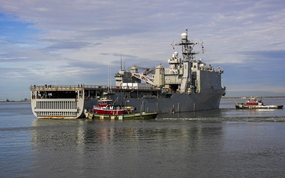 The dock landing ship USS Gunston Hall departed Naval Station Norfolk, Va., Jan. 24, 2024, as part of Steadfast Defender, NATO’s largest exercise in decades. 