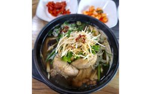Samgyetang, or ginseng chicken soup, from Palace Black Hoof Mushroom Samgyetang near Camp Humphreys, South Korea. 