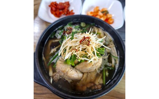 Samgyetang, or ginseng chicken soup, from Palace Black Hoof Mushroom Samgyetang near Camp Humphreys, South Korea. 