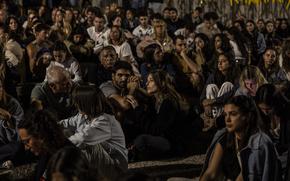 On the eve of Holocaust Remembrance Day, Israelis attend an event Sunday in Tel Aviv with family members of hostages being held in Gaza. Heidi Levine for The Washington Post