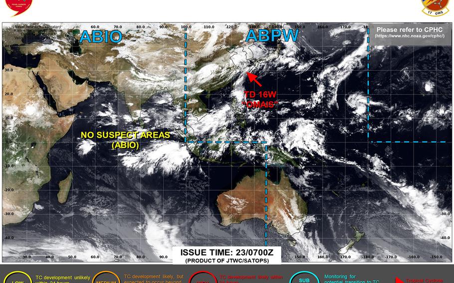 Omais continues weakening as it approaches Korea, Joint Typhoon Warning Center issues its final warning.