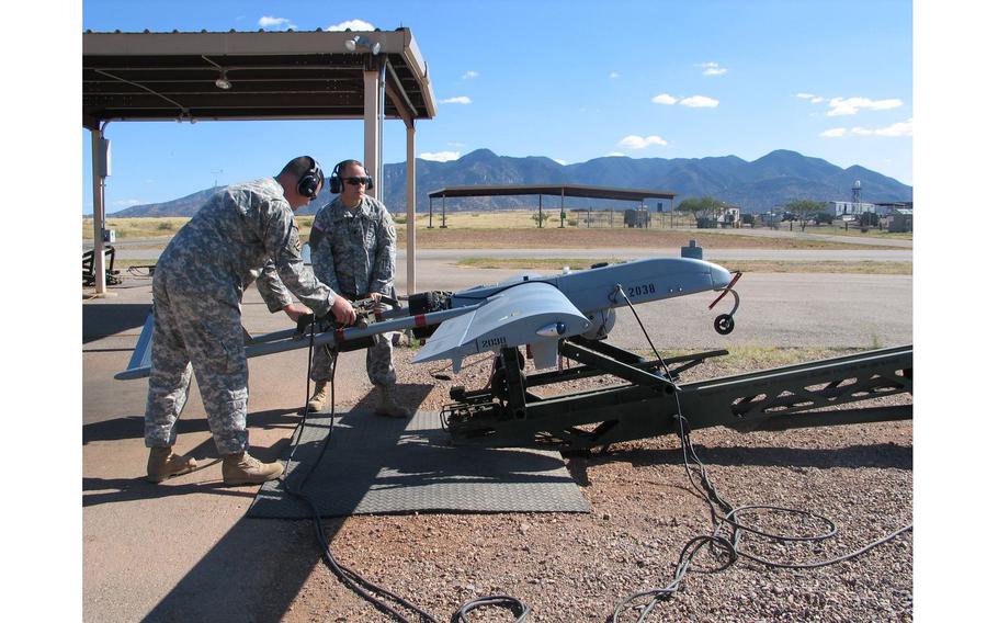 This U.S. Army photo of a RQ-7 Shadow Tactical Unmanned Aerial System (UAS) is a similar model to an unmanned aircraft that crash landed at Fort Drum’s Wheeler-Sack Army Airfield on Wednesday, March 6, 2022.
