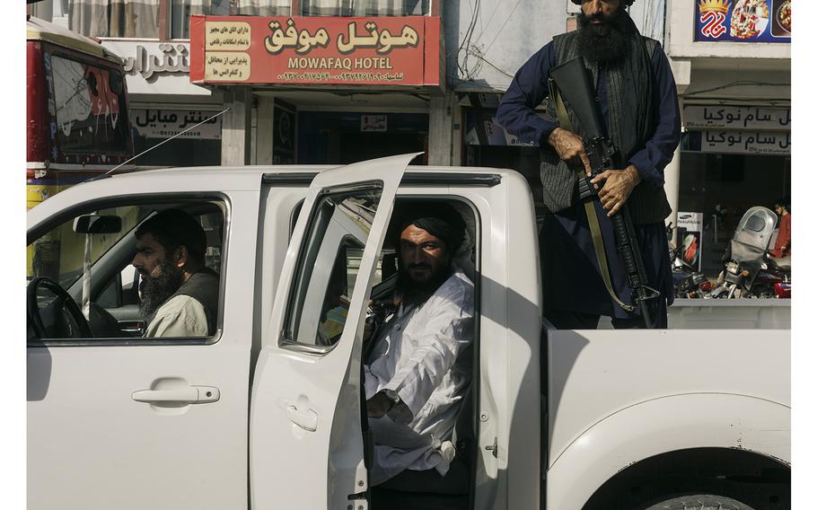 Members of the ministry of Vice and Virtue patrol the streets of Herat, Afghanistan. 