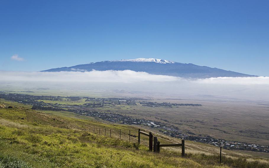 A view of Mauna Kea from the Kona coast of Hawaii. The National Astronomical Observatory of Japan posted video online of a string of lights in the sky recorded by a camera atop Mauna Kea, Hawaii’s tallest mountain on Jan. 28, 2023.
