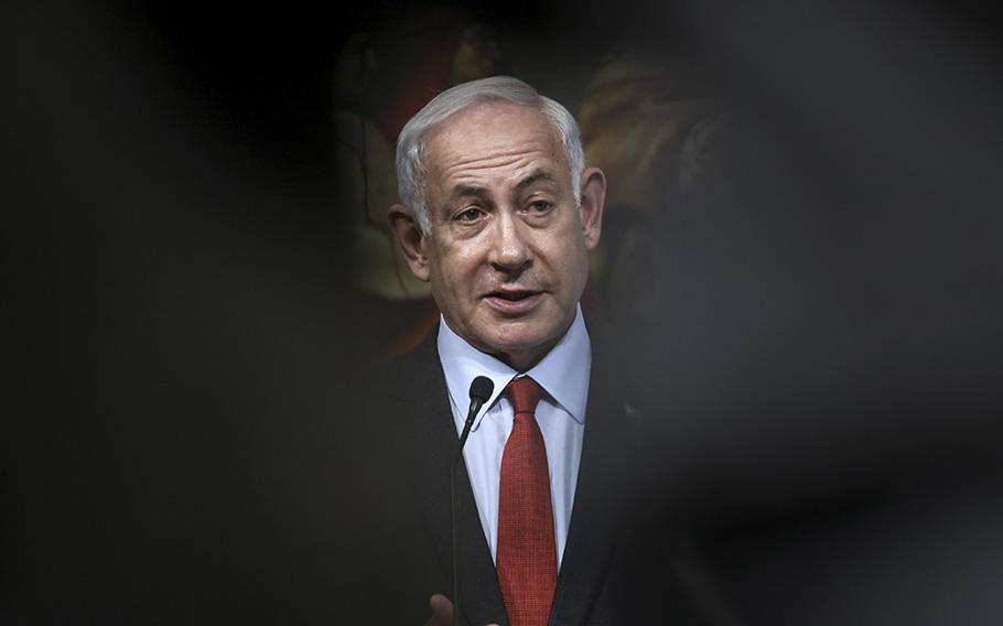 Israeli Prime Minister Benjamin Netanyahu attends a briefing n Rome, Italy, on March 10, 2023. Netanyahu is facing increasing pressure to use greater force against Hamas, Islamic Jihad and Palestinians in general, as Islamic militant groups in Gaza continue to fire rockets into Israel. 