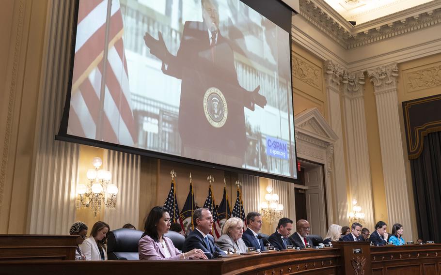 The House Jan. 6 committee holds a hearing on Capitol Hill in Washington, D.C., on June 16, 2022.