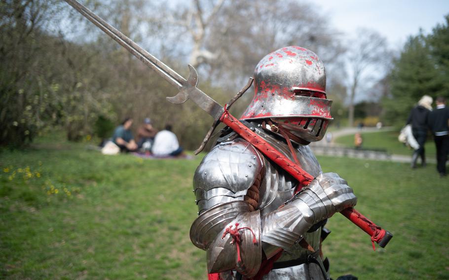 Luke Reich is suited head to toe in armor, which can weigh up to 100 pounds. Players train so they’ll have the stamina to go multiple rounds during a match. 