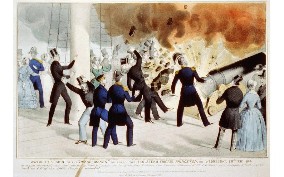 The explosion of the “Peacemaker” onboard the USS Princeton in 1844. 