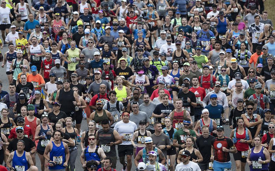 The start of the 48th Marine Corps Marathon on Sunday, Oct. 29, 2023, in Arlington, Va.