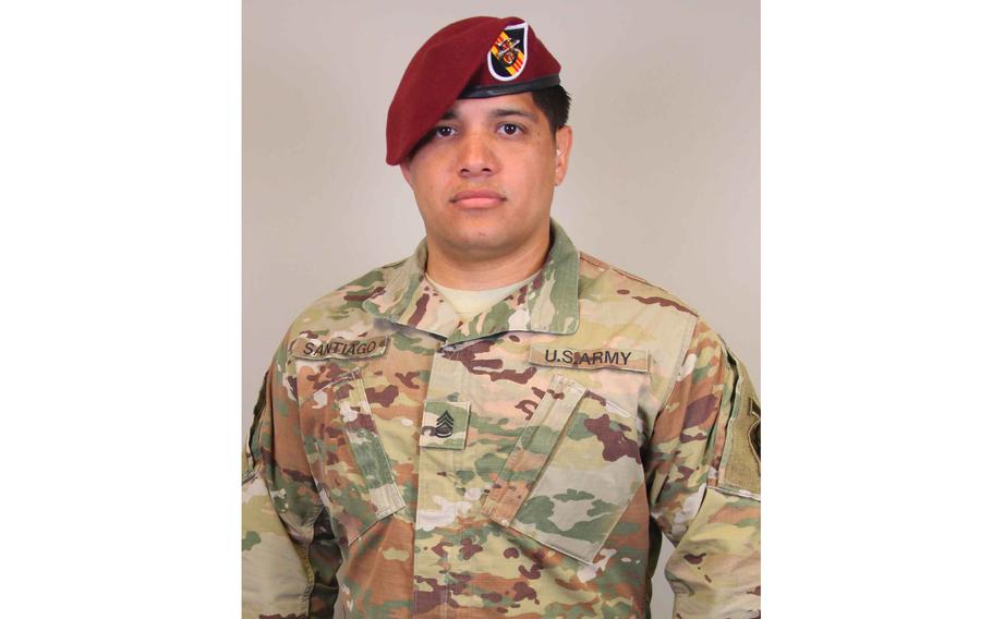 Sgt. 1st Class Joseph Santiago, 34, is charged with murder for the death of his wife Meghan Santiago in September 2021. His court-martial begins Thursday at Fort Campbell, Ky.
