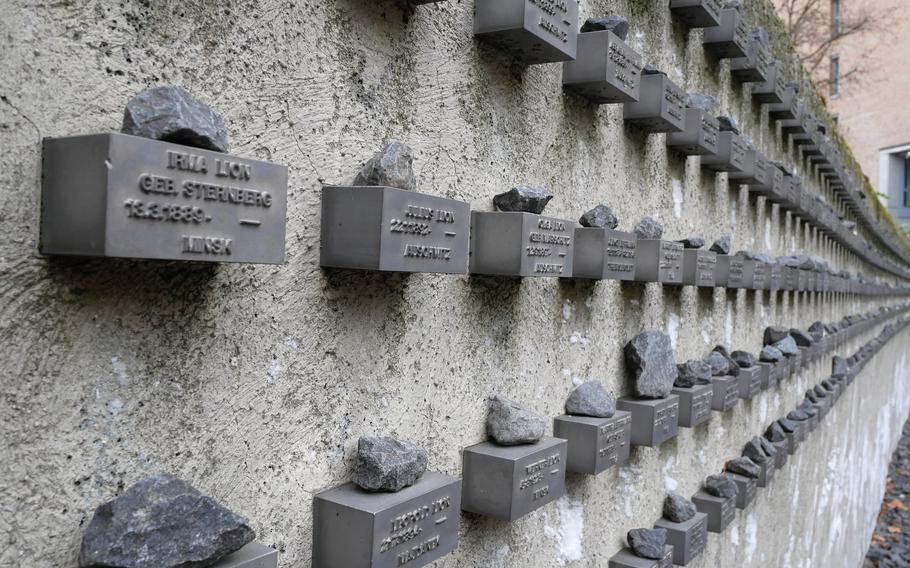 On the wall of Frankfurt’s Old Jewish Cemetery, opposite Museum Judengasse, is a memorial with 11,908 small blocks set into the wall, each inscribed with the name of a Jewish Frankfurt resident who was deported and murdered during the reign of Nazi terror.