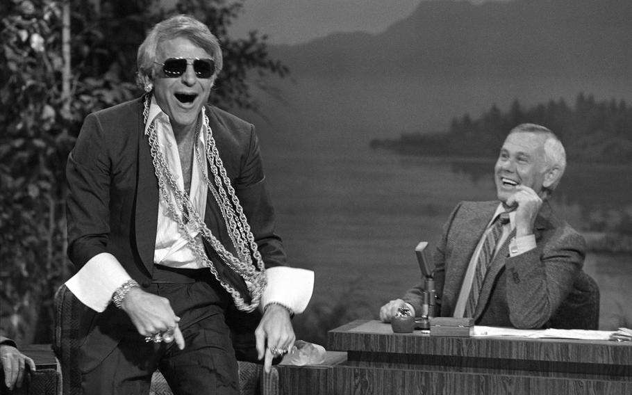 Comedian Steve Martin left, appears with host Johnny Carson during an appearance on “The Tonight Show Starring Johnny Carson” in Burbank Calif., July 19, 1980. 