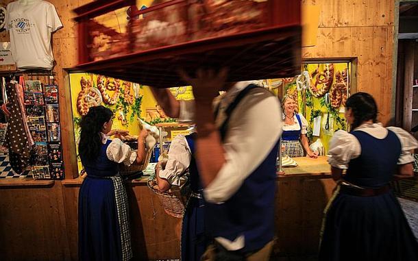 Munich, Germany, Sept. 22, 2012: Waitresses fill their baskets with pretzels in the busy prelude to Oktoberfest at the Pschorr Braeurosl tent, one of 14 massive tents seating nearly 200,000 at the world's biggest beer festival.

Planning to visit the biggest beer fest yourself this year? Be sure to check out Karen Bradbury's tips, https://www.stripes.com/living/europe_travel/travel_blog/2023-09-15/karen-bradbury-europe-travel-column-september-15-oktoberfests-11340096.html
and our Oktoberfest survival guide. [https://europe.stripes.com/travel/oktoberfest-survival-guide.html]

Can't make it to Munich? Check out Stripes' Community sites to see where to enjoy a beer and brat near you. https://ww2.stripes.com/communities

META TAGS: Germany; Oktoberfest; beer; festival; travel; German culture; 
