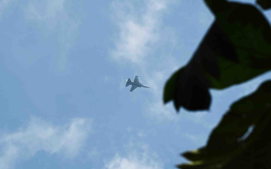 An FA-50PH flies over Col. Ernesto Rabina Air Base, Philippines, during annual Balikatan drills, April 16, 2021.