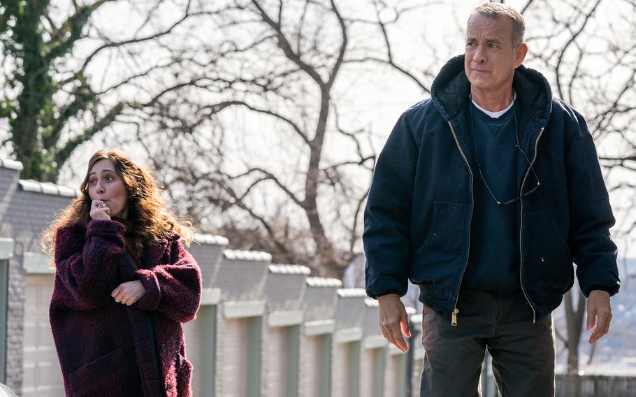 Mariana Treviño, left, and Tom Hanks star in “A Man Called Otto.” 