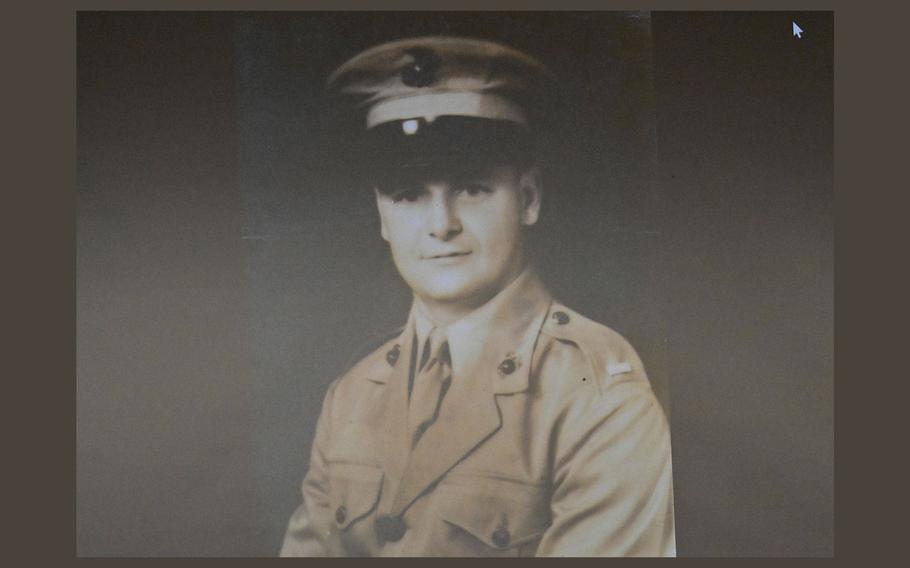 A photo of then 2nd Lt. Lou Schott in 1943. Retired United States Marine Corps Col. Lou Schott was awarded the Silver Star Medal, May 18, 2023, in Ellicott City, Md., for battlefield gallantry displayed during the Battle of Okinawa on June 20, 1945. 