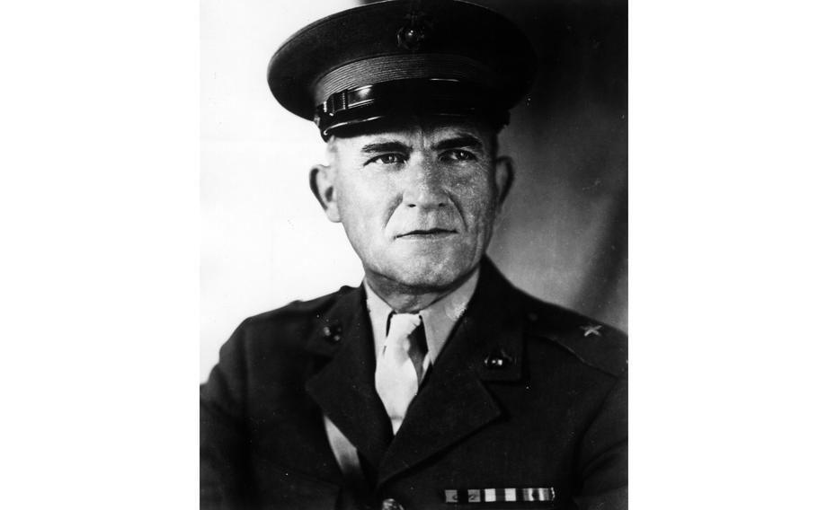 Marine Maj. Gen. Harry Pickett, pictured here in a 1942 photo, fought in World War I and World War II and was honored with the Legion of Merit award for “exceptionally meritorious conduct.” 