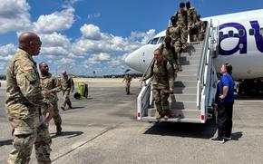 Georgia Army National Guard Soldiers assigned to the 110th Combat Sustainment Support Battalion return to their home state of  Georgia at Robins Air Force Base on August 16, 2025, following a nine-month deployment to Poland in support of U.S. Army Europe operations. During the deployment, the 110th CSSB provided sustainment command and control to U.S. formations across the region, supporting multinational operations and training events that strengthened interoperability with U.S. and allied forces. (Photos by Staff Sergeant Rob Whitlow)