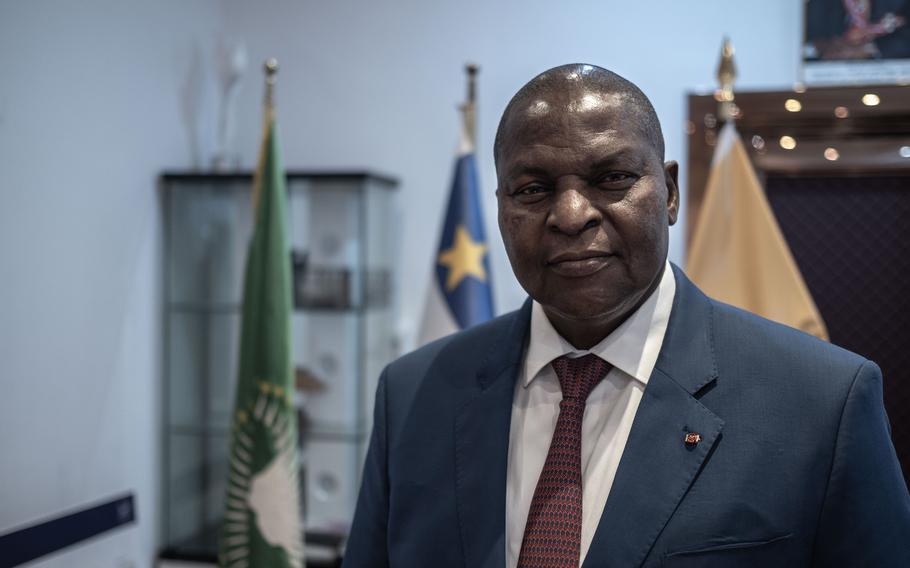 Central African Republic President Faustin-Archange Touadéra at the presidential palace in Bangui on Sept. 8, 2023.