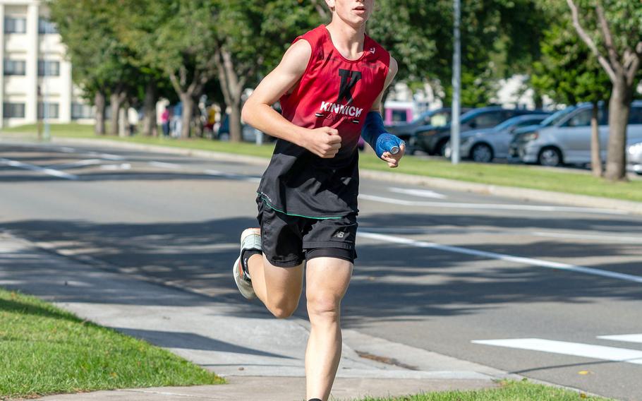 Nile C. Kinnick's Talan Farrington won Saturday's boys cross country race at Misawa Air Base, in 17 minutes, 33.6 seconds.