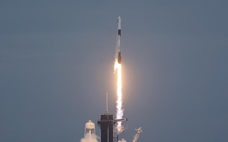 SpaceX and Axiom Space launch the Ax-3 mission on the Crew Dragon Freedom on Jan. 18, 2024, in Cape Canaveral, Florida.