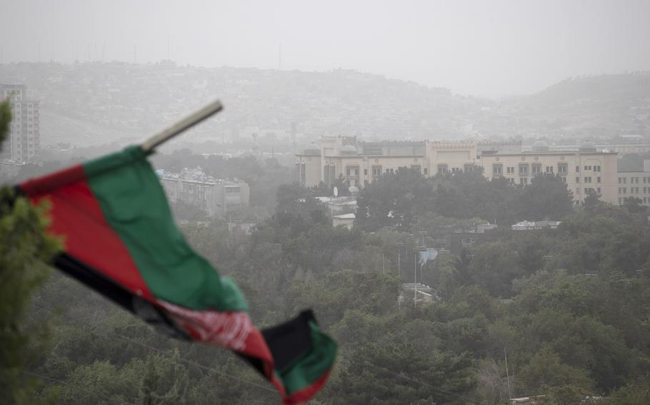 The U.S. Embassy compound at Massoud Circle in Kabul, Afghanistan, on Aug. 14, 2021. 