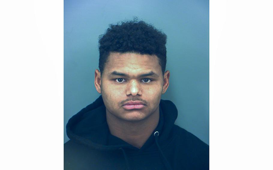 Pvt. Craig Trevion Gooding, 19, who is assigned to Fort Bliss, Texas, was arrested Tuesday, Oct. 18, 2022, and charged with murder in the shooting death of Staff Sgt. Jewllian Maurer, 29, who was also assigned to Fort Bliss. Police said Gooding shot Maurer during an altercation outside of an El Paso bar on Oct. 16, 2022. 