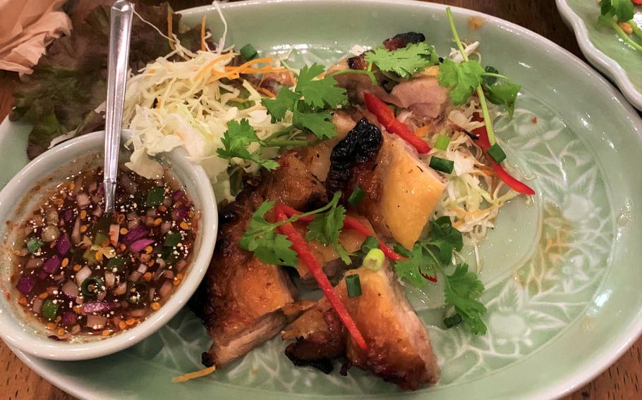 The chicken satay from Soi Gapao, a Thai restaurant in Sagamihara, Japan. 