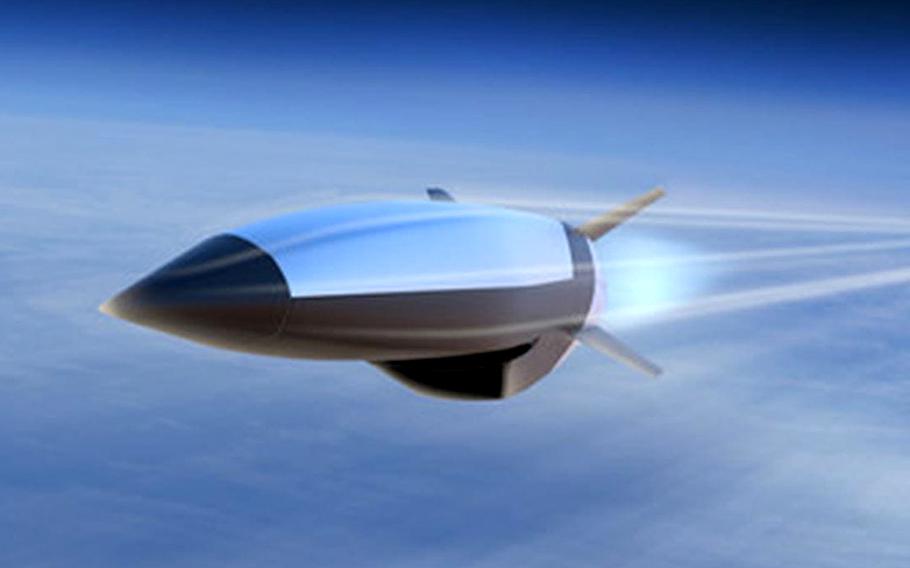 An artist’s rendering of Raytheon’s hypersonic attack cruise missile. The Air Force awarded the company a $985 million contract to develop the missile.