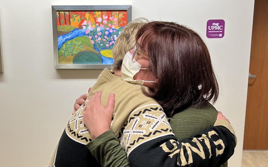 Molly Jones, left, and Kristi Hadfield meeting for the first time on Dec. 19, 2022, one week ahead of the transplant surgery. 