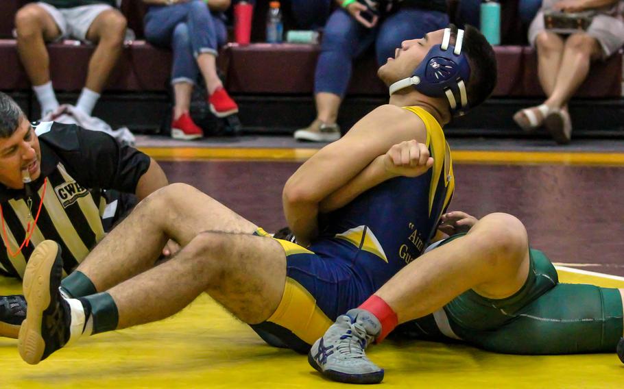 Guam High senior Danen Mendiola (160 pounds) was one of three Panthers who won weight divisions in the Guam all-island wrestling tournament.
