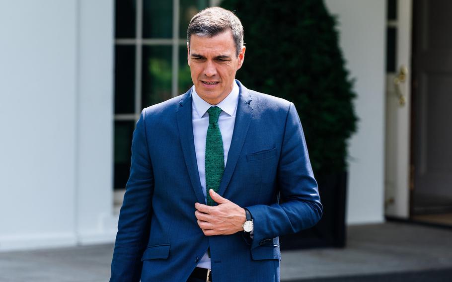 Spanish President Pedro Sánchez visit the White House on May 12. 