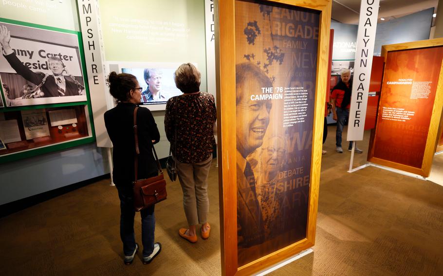 Visitors walk through the Jimmy Carter Library and Museum exhibits on Wednesday, Feb. 22, 2023. The library and museum are in the early planning stages for their first significant renovation in over a decade.