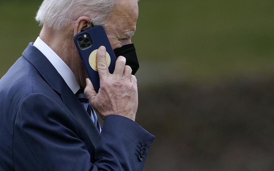 President Joe Biden walks to the Oval Office of the White House after stepping off Marine One, Thursday, Feb. 17, 2022, in Washington. Biden is returning to Washington after traveling to Ohio to promote his infrastructure agenda. 