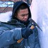 Navy Petty Officer 1st Class Godwin Balderas works on an ice sculpture for the Sapporo Snow Festival in Hokkaido, Japan, Jan. 29, 2023.
