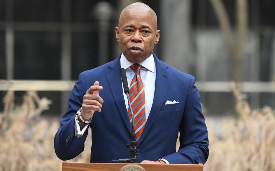 Eric Adams, mayor of New York, speaks during a news conference in New York on Jan. 13, 2022.