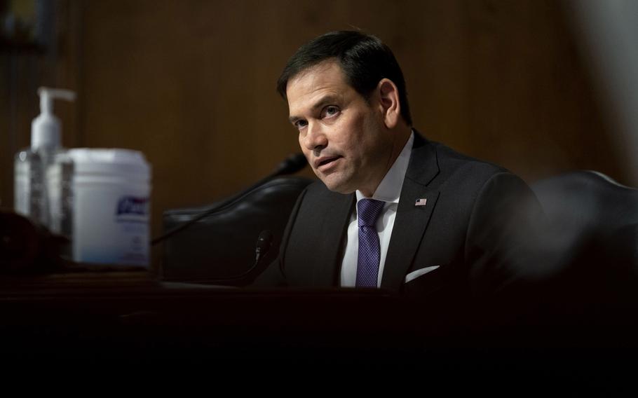 Republican Sen. Marco Rubio of Florida speaks during a Senate Appropriations Subcommittee hearing in Washington, D.C., on May 26, 2021.