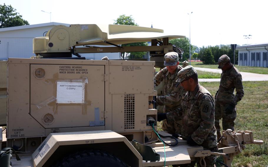 U.S. soldiers set up a generator and Satellite Transportable Terminal at Mihail Kogalniceanu Air Base in Romania in 2017. U.S. military officials began investigating the theft of $2 million worth of diesel from the base after generators fueled by contractors showed suspiciously low fuel levels. 