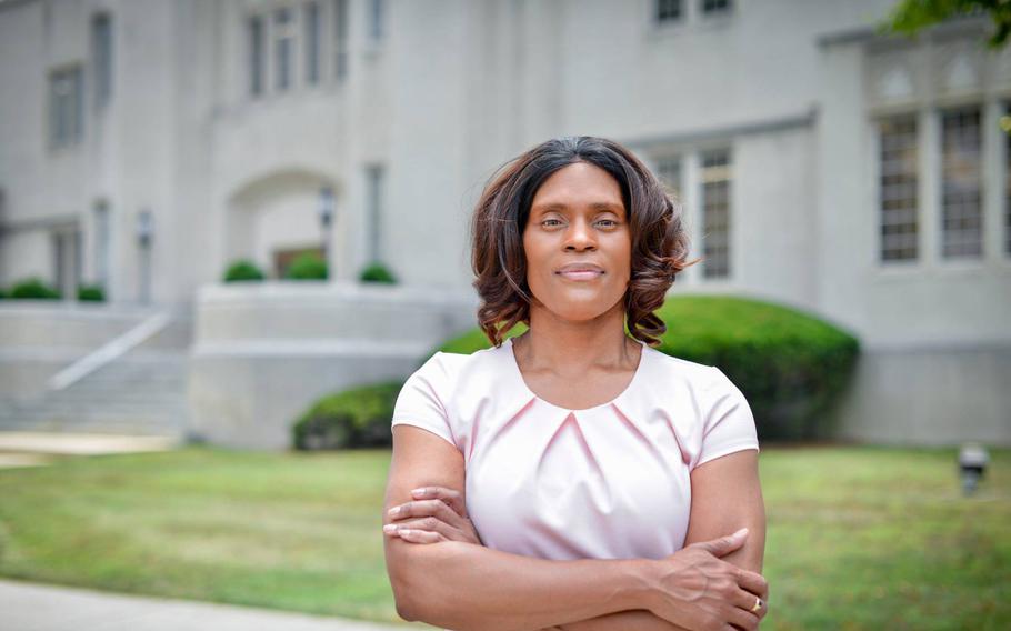 This photo shows Virginia Military Institute’s first chief diversity officer, Jamica Love, in 2021 after accepting the position. Love resigned this week, nearly two years after she assumed the job in the wake of a state-ordered investigation into racism at the college.