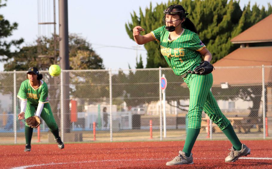 Joslyn Hernandez fires to the plate.