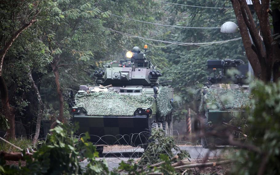 A military exercise simulating an invasion by China, organized by Taiwan's Army Infantry Training Command, in Kaohsiung, in January 2022. 