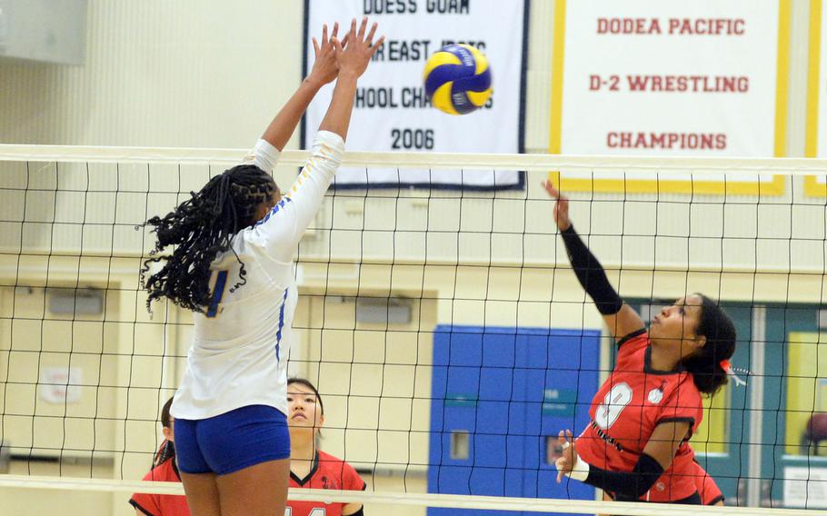 Ty’Lasia Anu goes for the block.