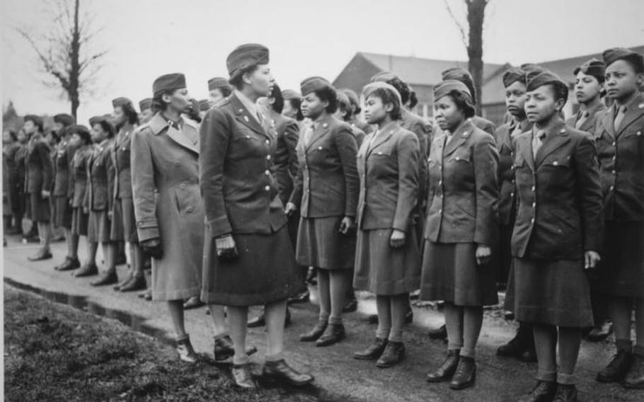 First group of Black members of the Women’s Army Corps assigned to serve overseas in 1945. The story of the 6888th Central Postal Directory Battalion is featured in the documentary “The Six Triple Eight,” being screened online by the Foundation for Women Warriors on Feb. 2, 2021.
