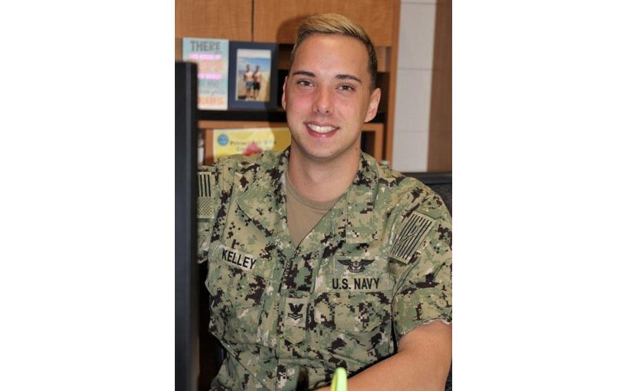 Joshua Kelley, shown here in June 2020 as a yeoman 2nd class, joined the Navy in 2016.